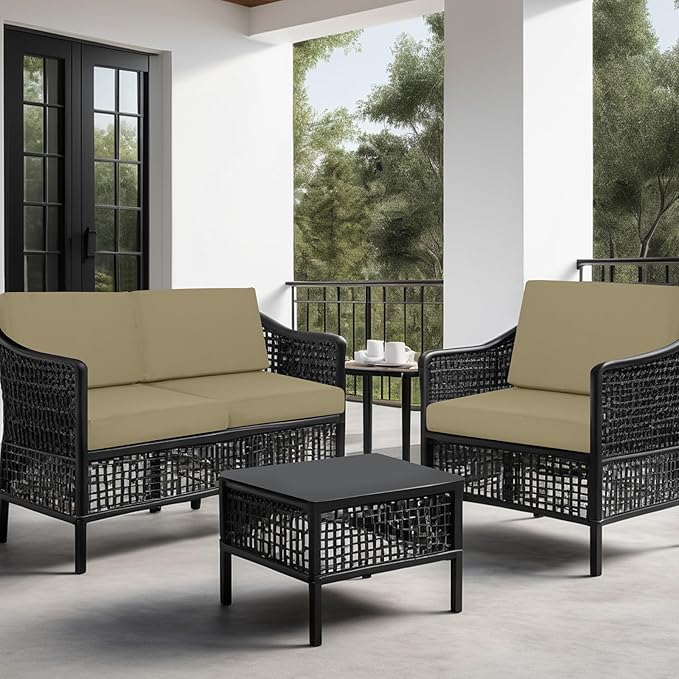 idee-home Outdoor Cushions for Patio Furniture, Outdoor Seat Cushions 28.5 x 28.5 Waterproof & Fade Resistant Couch Sofa Replacement Deep Couch Chair Cushion for Yard Garden Deck | Outdoor Seat Cushions 28.5 x 28.5 Waterproof Couch Sofa Replacement Dee...