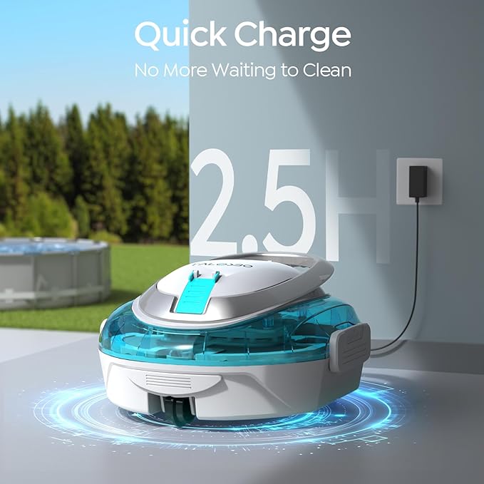 S2 Robotic Pool Cleaner – Dual-Layer Filtration, 90-Min Runtime, Powerful Cordless Pool Vacuum for Above-Ground & Flat Pools, Efficient Debris Removal & Auto-Parking Design
