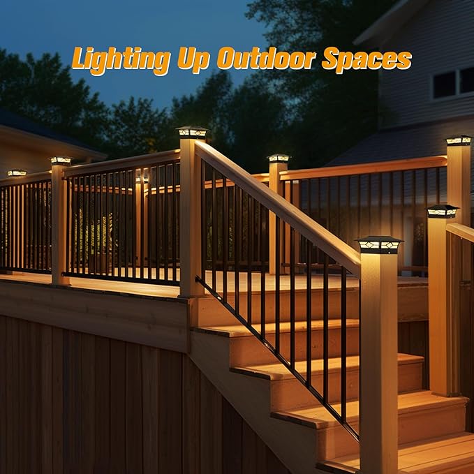 Solar Post Cap Lights Outdoor 16pack, Waterproof Solar Powered Deck Fence Post Lights for 4x4 Wood/Vinyl Posts, Solar Outdoor LED Light with Cool/Warm Lighting Decorate Garden Patio Porch…