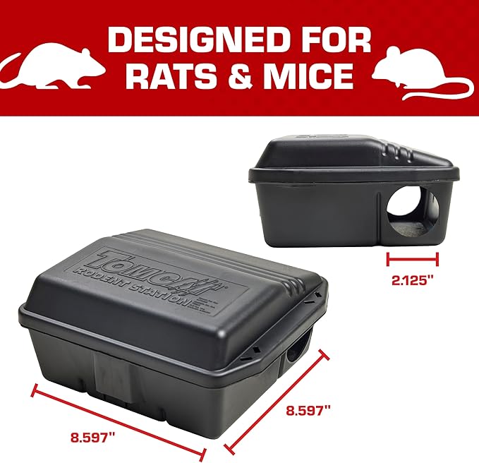 Tomcat Rodent Station, Includes 1 Rodent Station with 4 Bait Securing Rods and 1 Security Key - Fits Rat or Mouse Sized Traps (Baits & Traps Sold Separately) - Use Indoors or Outdoors (Pack of 5)