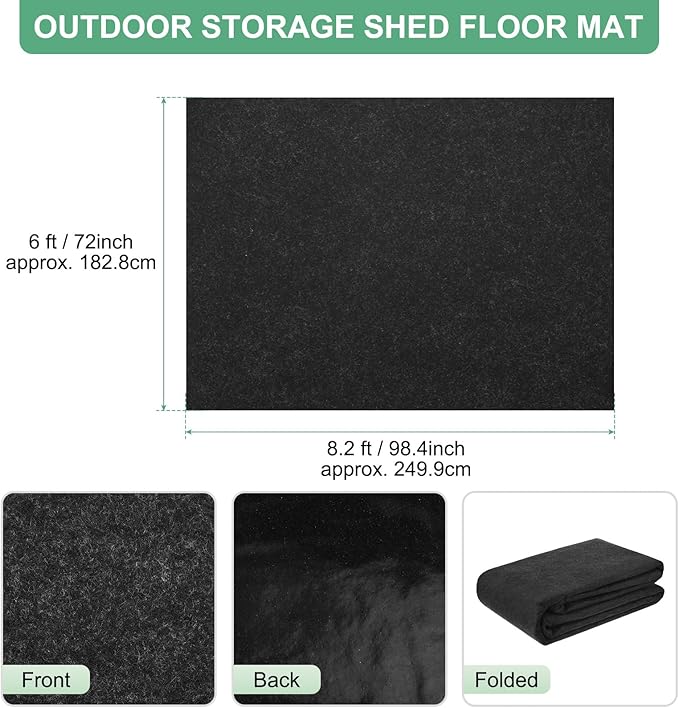 M METERXITY Outdoor Storage Shed Mat, 6x8.2 FT Waterproof Small Shed Flooring Mat for Patio Furniture Floor Protecting from Wear/Liquid/Dust/Oil, Non-Slip Carport Pad [Grey]