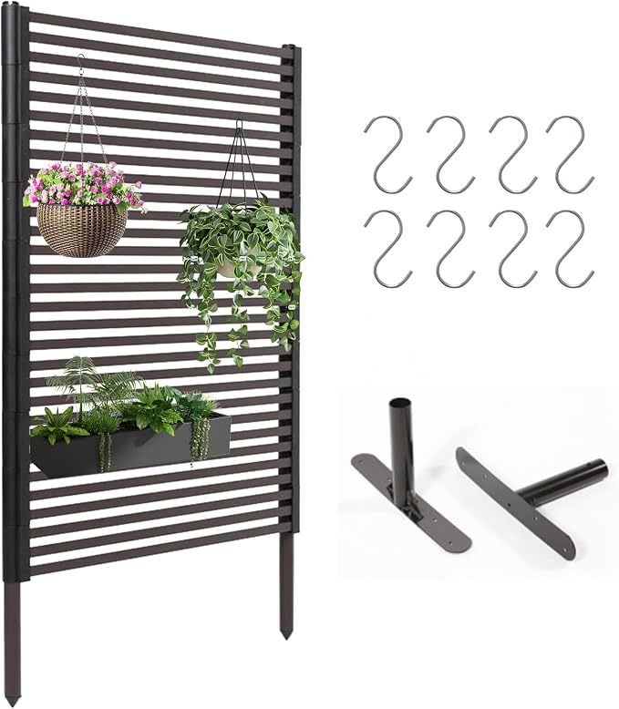Outdoor Privacy Screens - Length: 43in, Height: 70.8in, Fence Privacy Screen, Freestanding Horizontal Fence, Metal Material, Anti-Corrosion and Weatherproof, Suitable for Outdoor Garden Courtyard