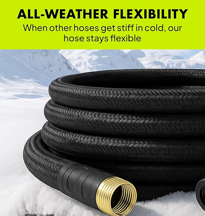 Flexible Garden Hose 50ft – Lightweight, Kink-Free Heavy Duty Water Hose – Abrasion Resistant All-Weather Garden Hose for Yard, Car, Outdoor Use