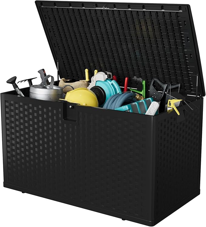 120 Gallon Resin Deck Box-Organization and Storage for Patio Cushions, Throw Pillows and Garden Tools