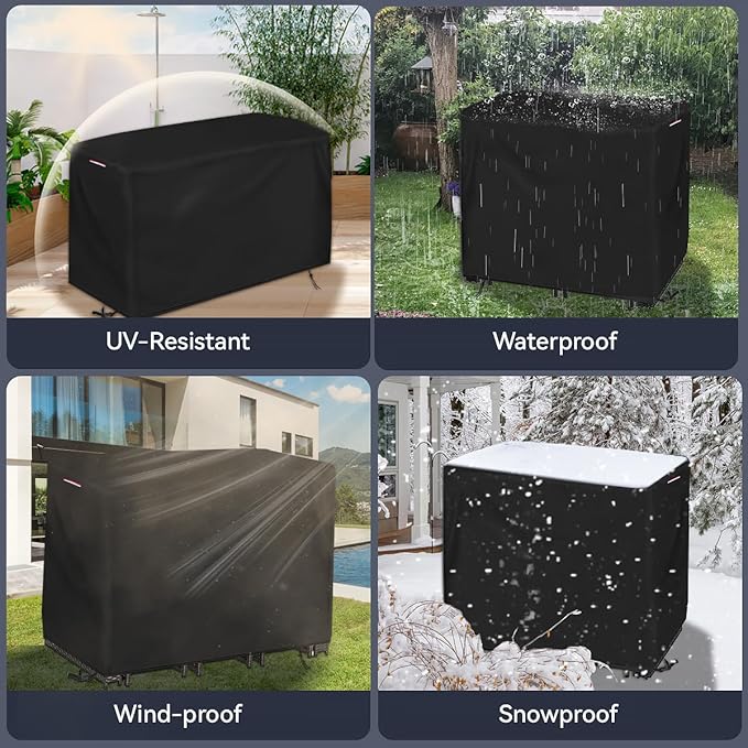 Patio Bistro Set Cover, Heavy Duty Waterproof Outdoor Table and Chairs Set Cover for 3 Pieces Patio Furniture Set/2 Chairs Patio Set - 62"L x 22"W x 30"H