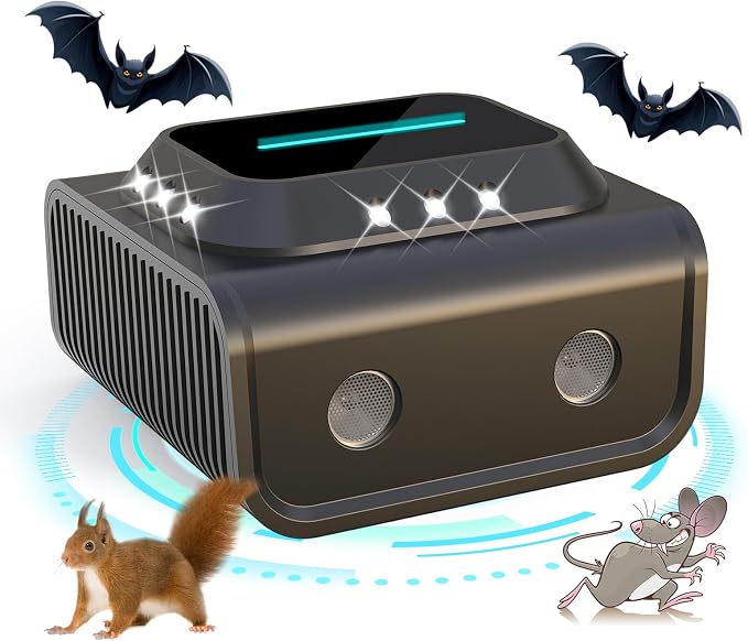 Ultrasonic Rodent Repeller Plug in for Mouse, Rats Squirrels Electronic Pest Repellent Indoor Mouse Traps Deterrent Indoor for Home, Kitchen, Attic, Garage Humane Rat Control (Black)
