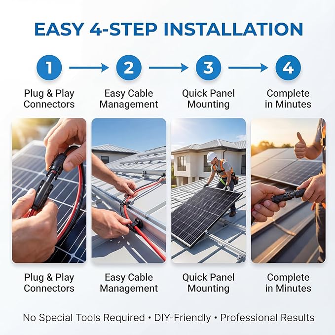 Solar Panel Extension Cable 10 AWG 100Ft 6mm² Wire Gauge Certified PV Cable,100% Tinned Copper Heavy Duty with Male Female Waterproof mc4 Connectors,for RV, Home Boat Photovoltaic Systems