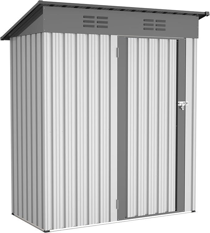 Outdoor Tool Storage Shed with Sloped Roof Super Large Storage Space Excellent Air Ventilation for Bike Trash Can Machine 5X3Ft