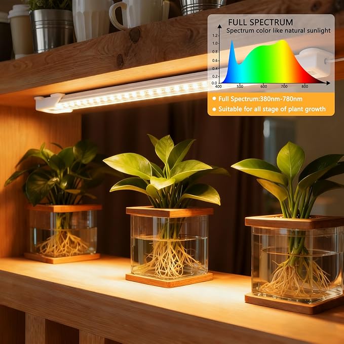 LED Plant Growing lamp,3000K/6000K Full Spectrum Grow Light Strips for Indoor Plants with 3/9/12H Timer & 10 Dimmable Levels,Led Plant Lights for Green House Hydroponics Succulent (4 Bars)