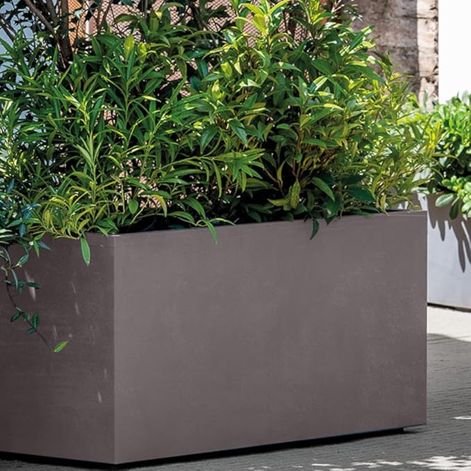 Deroma Millennium Planter | 23” x 10” x 10" Rectangle | Light & Durable Plastic | Indoor or Outdoor Pot for Patio/Porch | Includes Water Reserve & Drain Plug | Pot for Plants, Flowers, Garden | Sand