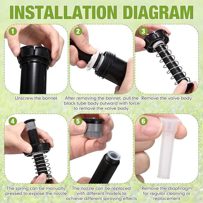 15 Pack Pop up Sprinkler Heads Compatible with 1800 Series 4 Inch Underground Spray Head, 0-360° Adjustable, Spray Radius 9-20 ft Irrigation Sprinkler for Lawn, Yard, Planter Bed, Garden
