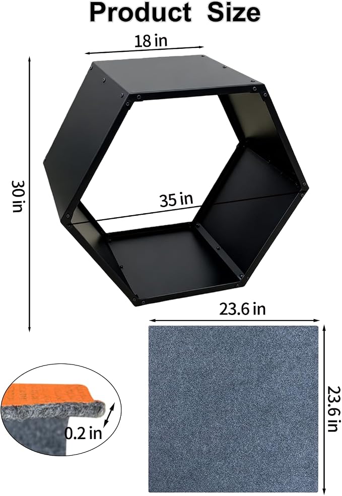 Firewood Log Rack, Heavy-Duty Steel Firewood Rack Outdoor with Hexagon Design, Fire Log Holder for Wood Storage, Wood Holder for Indoor and Outdoor- Black