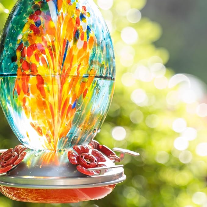 Muse Garden Gifts for Women Glass Hummingbird Feeder for Outdoors Hanging, Birthday Mother‘s Day Christmas Valentine Hummingbird Gifts for Women Mom, Ant Moat Included, 2 Pack, Fireworks and Nebula | Muse Garden Gifts for Women Glass Hummingbird Feeder...