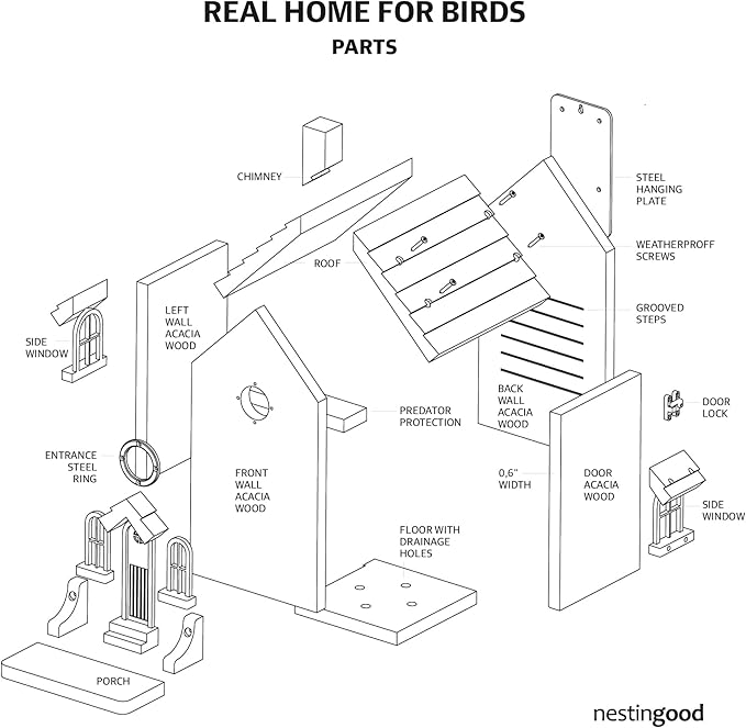 Premium Wooden Bird House Kit – DIY Bluebird Nesting Box with 1.5 Inch Entrance, Outdoor Birdhouse Kits for Adults and Kids, Nature Craft for Garden, Backyard or Patio Projects