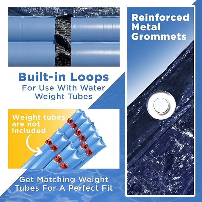 30-Ft x 50-Ft Pool Cover for Inground Pools - Rectangle Winter Pool Cover for Inground Pools, Extra Thick Material and Durable Design, Cold and UV-Resistance, Easy Installation, Navy Blue