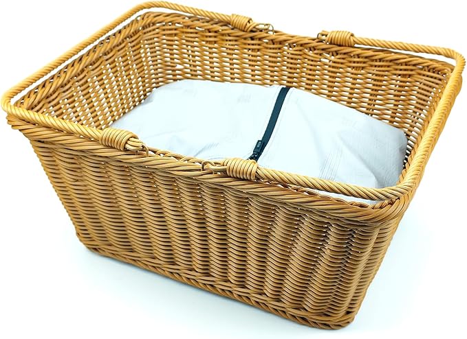 ANRUIDE 15.8"Poly Wicker storage Baskets,Handmade Woven Basket Harvest Basket Wicker Storage Basket for Picnic, Easter, Organizing, Gathering Vegetables(15.8" x 11.8") Brown