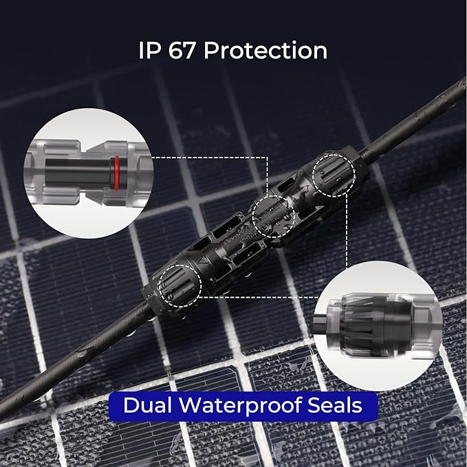 Renogy Solar Connectors Parallel Y Branch,MMF+FFM 1 Pair Solar Panel Wire for Solar Panel,Premium PC Material,Weatherproof and Durability