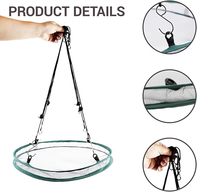 2 Pack Hanging Bird Feeder Tray – Platform Bird Feeder with Glass Fiber Mesh for Outdoors, Bird Feeders for Outdoors Hanging, Easy to Hang & Clean for Garden Yard