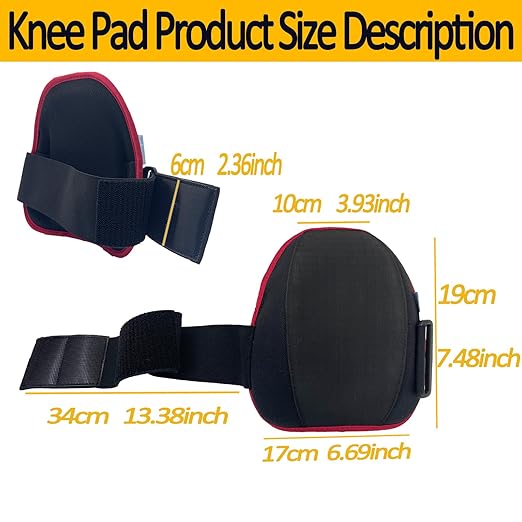 Work Knee Pads Made of Tear Resistant Oxford Cloth and Durable Rubber |Waterproof and Breathable Suitable for Mechanical Repairs and Yard Work|With Adjustable Straps Black/Red