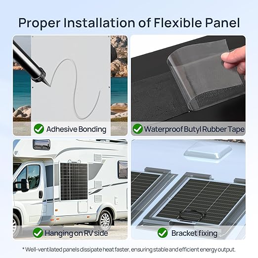 ECO-WORTHY 2pcs 130 Watt (260W) 12BB Flexible Solar Panels,23.5% High-Efficiency Waterproof Monocrystalline Lightweight Solar Panel for RV,Boats,Curved Surfaces,Roofs,Cabin
