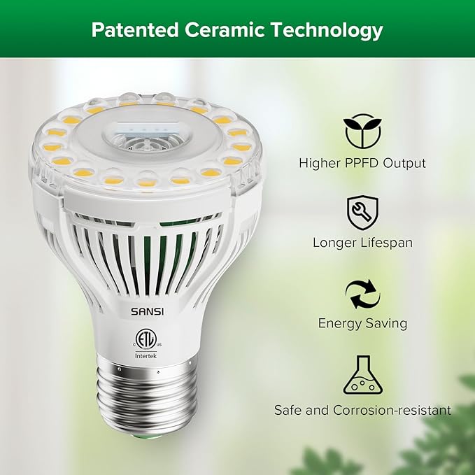 SANSI Grow Lights for Indoor Plants, 4 Head Dimmable Plant Lights for Indoor Growing, 35"-64" Adjustable Tripod LED Grow Light Lamp with Remote Control Auto On/Off Timer 4 Pack of Par20 10W Bulbs
