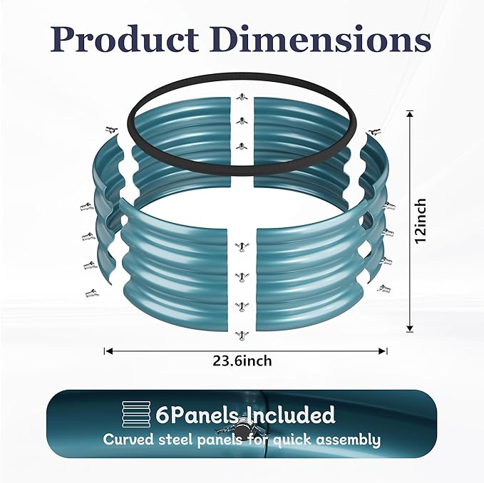 2 x 2 x 1 ft Round Raised Garden Bed, Black 3 Pack 0.6 mm Thick Galvanized Steel Planter Box with Double Layer Paint and Safety Edge Trim for Vegetables Flowers Herbs Outdoor Garden