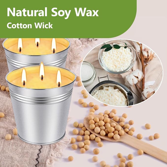 Citronella Scented Candles Outdoor Indoor, 2Pack 34oz Large 3-Wick Soy Wax Candles, 180 Hour Long Lasting Summer Candles for Patio Camping Backyard
