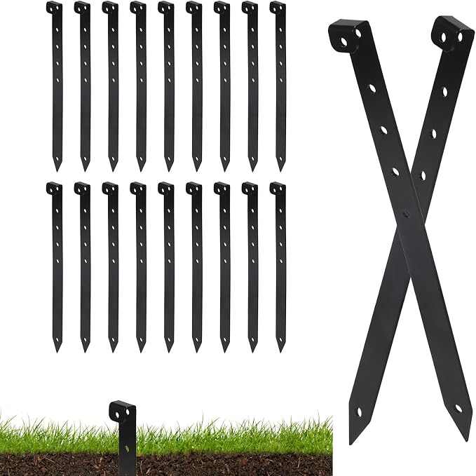 Metal Landscape Edging Stakes, 10 Inch Garden Stakes Carbon Steel Landscape Anchoring Stake for Grass Barriers, Landscape Edging Coil, Terrace Board, Garden Liner, 20 Pcs