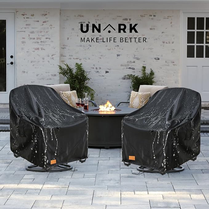 Outdoor Swivel Chair Covers Waterproof 1 Pack, Outdoor Chair Covers Patio Furniture Cover for Deck Patio Swivel Chair Heavy Duty, 30 W x 34 D x 36 H inches,Black