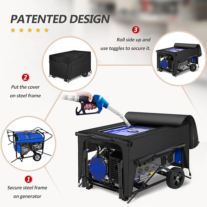 Porch Shield Generator Covers Running - Heavy Duty Waterproof Generator Rain Enclosure Tent Tarpaulin Shelter for 3500 -12000 Watt, Black（Top Opening）