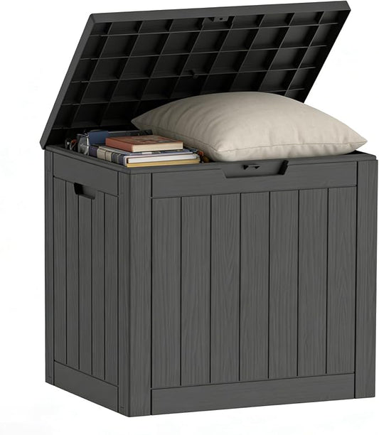 35 Gallon Resin Deck Box All Weather Outdoor Storage Box for Patio Furniture, Garden Tools, Lockable, Black