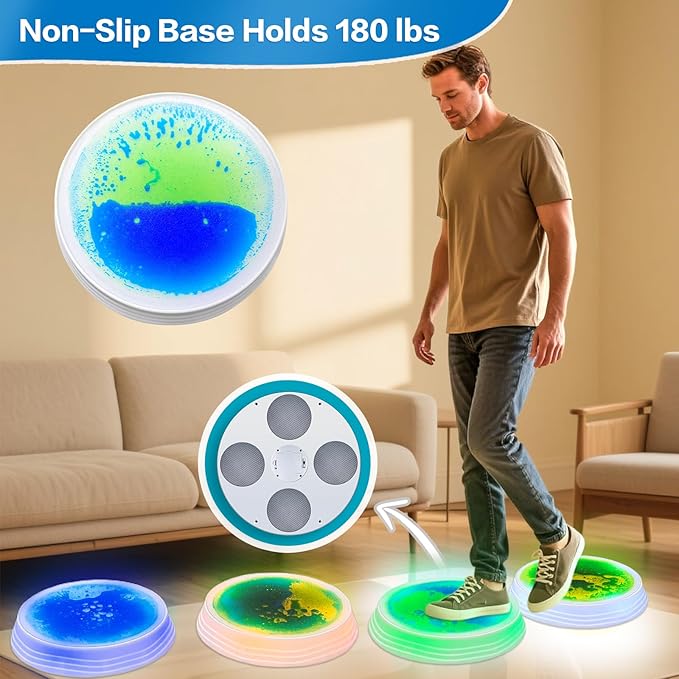 Onyoloy Stepping Stones for Kids - Light Up Liquid Stepping Stones with 7 Color LED, Non-Slip Sensory Balance Toys for Toddlers Ages 3-5, Indoor Outdoor Fitness Toys for Birthday
