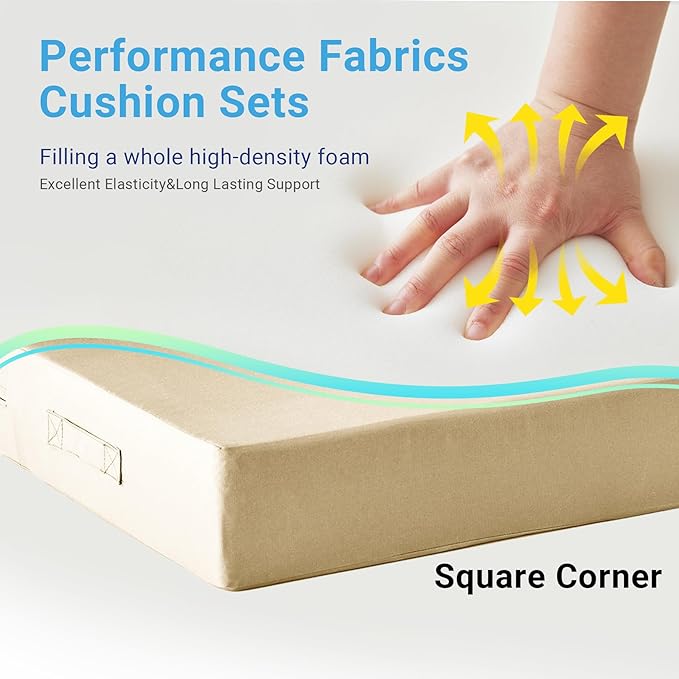IPYNBAP Outdoor Cushions for Patio Furniture,Outdoor Seat Cushion Set 24 x 24 x 4 Inch,Waterproof & Fade Resistant Outdoor Chair Cushions,Deep Patio Chair Cushion with Removable Cover,Beige