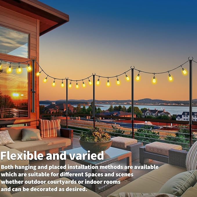 SINLEY 2 Pack 5Ft String Light Poles,Light Poles for Outside String Lights,Outdoor Light Poles with Fork,Metal Pole Stand for Patio,Backyard,Deck