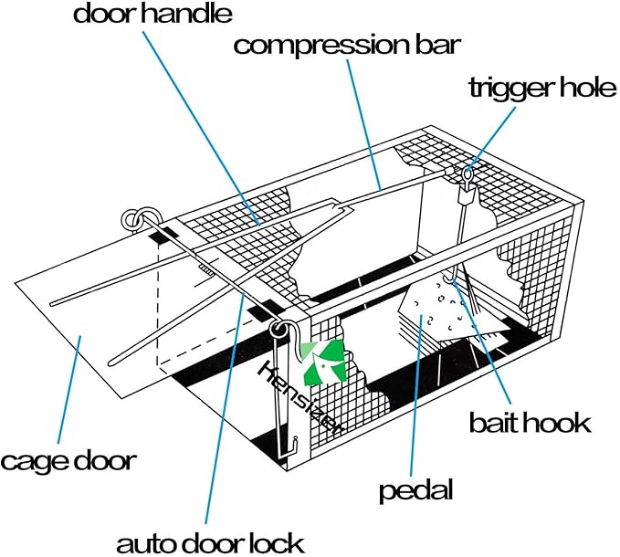 Kensizer 2-Pack Humane Rat Trap, Chipmunk Rodent Trap that Work for Indoor and Outdoor Small Animal - Mouse Voles Hamsters Live Cage Catch and Release
