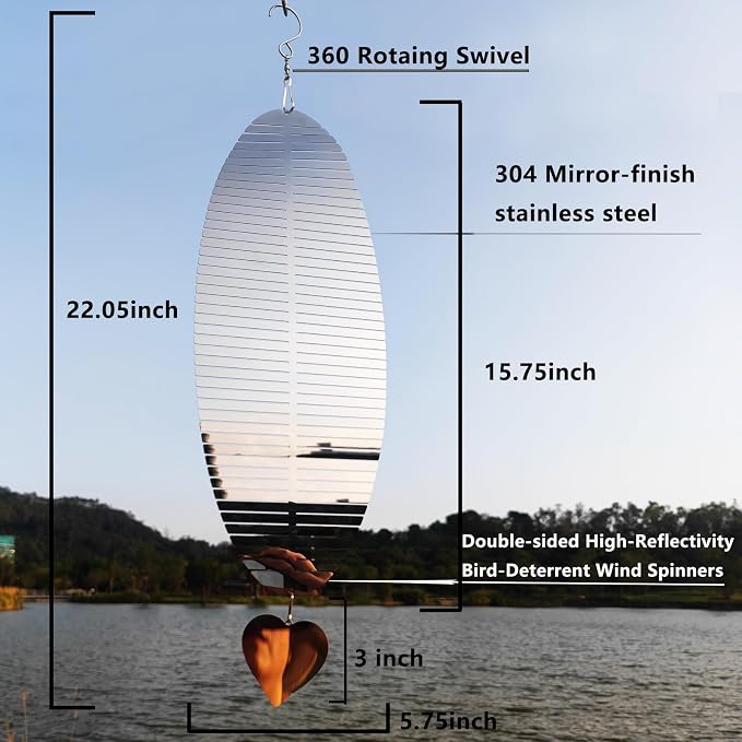 2pcs 15.8"x 5.9" Bird Deterren for Outside Patio Garden Porch Pool Window,Mirror High Reflective Bird Scare Devices Wind Spinners Outdoor Decor, to Keep Woodpecker Away from House