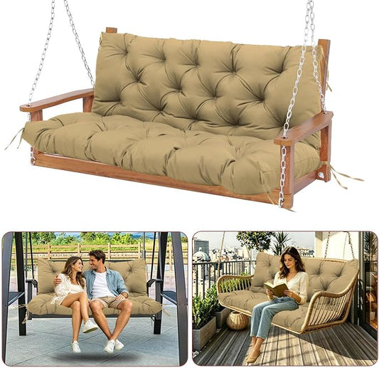 Premium 5" Thicken Porch Swing Cushions Waterproof 3 Seater Replacement Cushions with Backrest and Adjustable Straps, Outdoor Furniture Cushions for Patio, Garden(40×40×5inch)