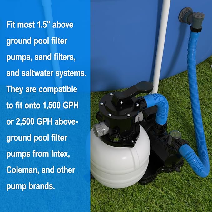 1.5" x 40" Pool Hose Replacement, Pack of 2 - Compatible with Above Ground Pools Filter Pump Hoses, Sand Filters, Saltwater Systems (1,500-2,500 GPH), Blue