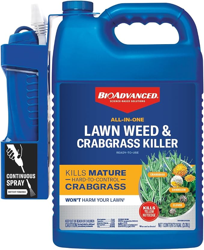 BioAdvanced All-in-One Lawn Weed & Crabgrass Killer, Ready-to-Use, Power Sprayer, 1Gal