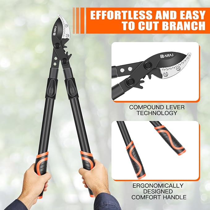 AIRAJ 26-39'' Extendable Anvil Loppers,Heavy Duty Branch Cutter up to 2.75'' Cut Capacity, Tree Trimmer with Compound Action,Tree Prune with Spare Blade,Pruning Shear for Gardening