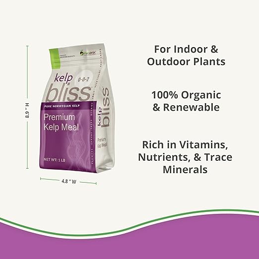 Kelp Bliss (1lb) - Kelp Meal Organic Fertilizer for Plants, Garden Soil, Flowers, Vegetables, & Lawns - Organic Kelp Fertilizer & Soil Amendment - 100% Natural Plant Food Rich in Vitamins & Nutrients