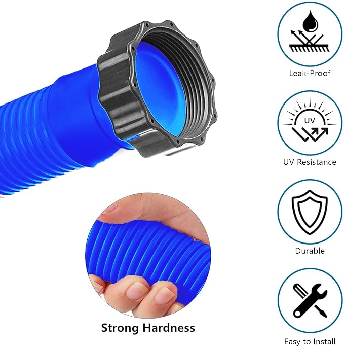 1.5" Replacement Pool Pump Hose for Above Ground Pools Accessories - 29060E Pool Hoses for Intex 1,500 GPH Pump, Sand Filters ＆ Saltwater System (Blue -2 Pack)