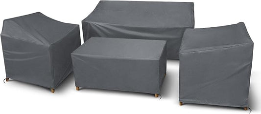 STARTWO Patio Furniture Covers, 4 Piece Heavy Duty Waterproof Outdoor Furniture Cover with Windproof Buckle Strap, for Lawn Rattan Wicker Couch Chair Set, Grey-XXL