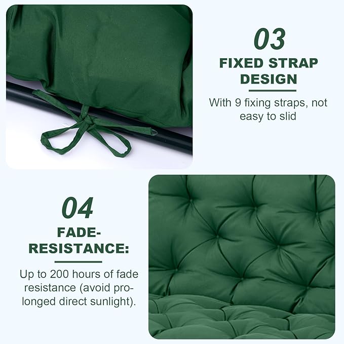EverPine Outdoor Swing Cushion Replacement Patio Bench Cushion Waterproof Thick Seat Pad for Porch Swing Daybed Garden Sofa Furniture