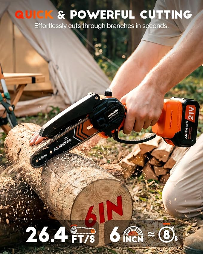 Electric Pole Saws for Tree Trimming, 2-in-1 Mini Chainsaw & Pole Saw, 6-in Electric Chainsaw Cordless with Extendsion Pole, 2x4000mAh Li Batteries & Charger, 16FT Max Reach
