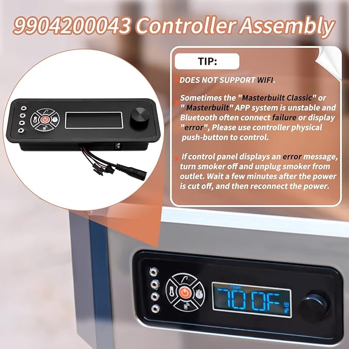 9904200043 Controller Compatible with Masterbuilt Gravity Series 800 Digital Charcoal Grill + Smokers, Digital Control Panel (Non-Wifi) for Model: MB20040122, MB20040221 Replacement Part