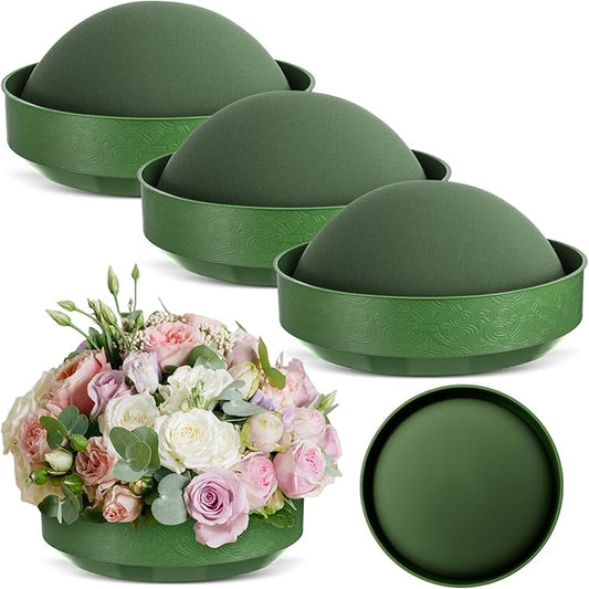 4 Sets Floral Foam Round, 7.48x3.74inch Floral Dry Round Flower Foam Half Ball with Bowl for Artificial Plant Arrangement and Wedding and Garden Decorations