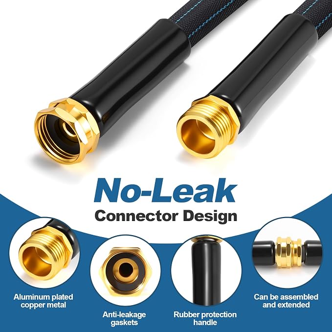 CXEZSIK Garden Hose, Lightweight, Non-Expanding, Leak-Proof Metal Connector, No-Knot No-Tangle, Easy to Store and Carry, Wear-Resistant, 3/4GHT Flexible Water Hose, Hose for Yard, Garden, Outdoor