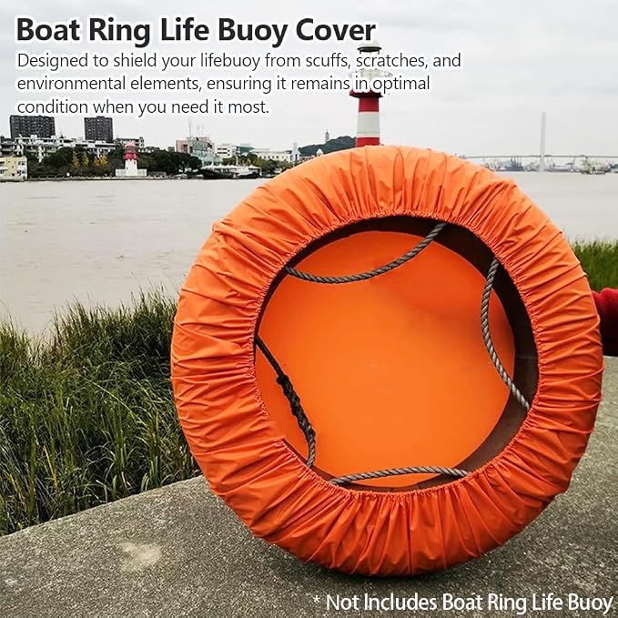 Boat Ring Life Buoy Cover - Swimming Pool Lifebuoy Protective Sleeves from Scuffs & Scratches Accessories, 37" Diameter