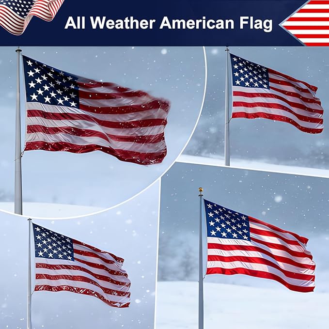 Premium 3x5 US Flag - 210D Polyester Material, Hand-Stitched Stripes, Embroidered Stars and Durable Brass Grommets for High Wind Outdoor Use
